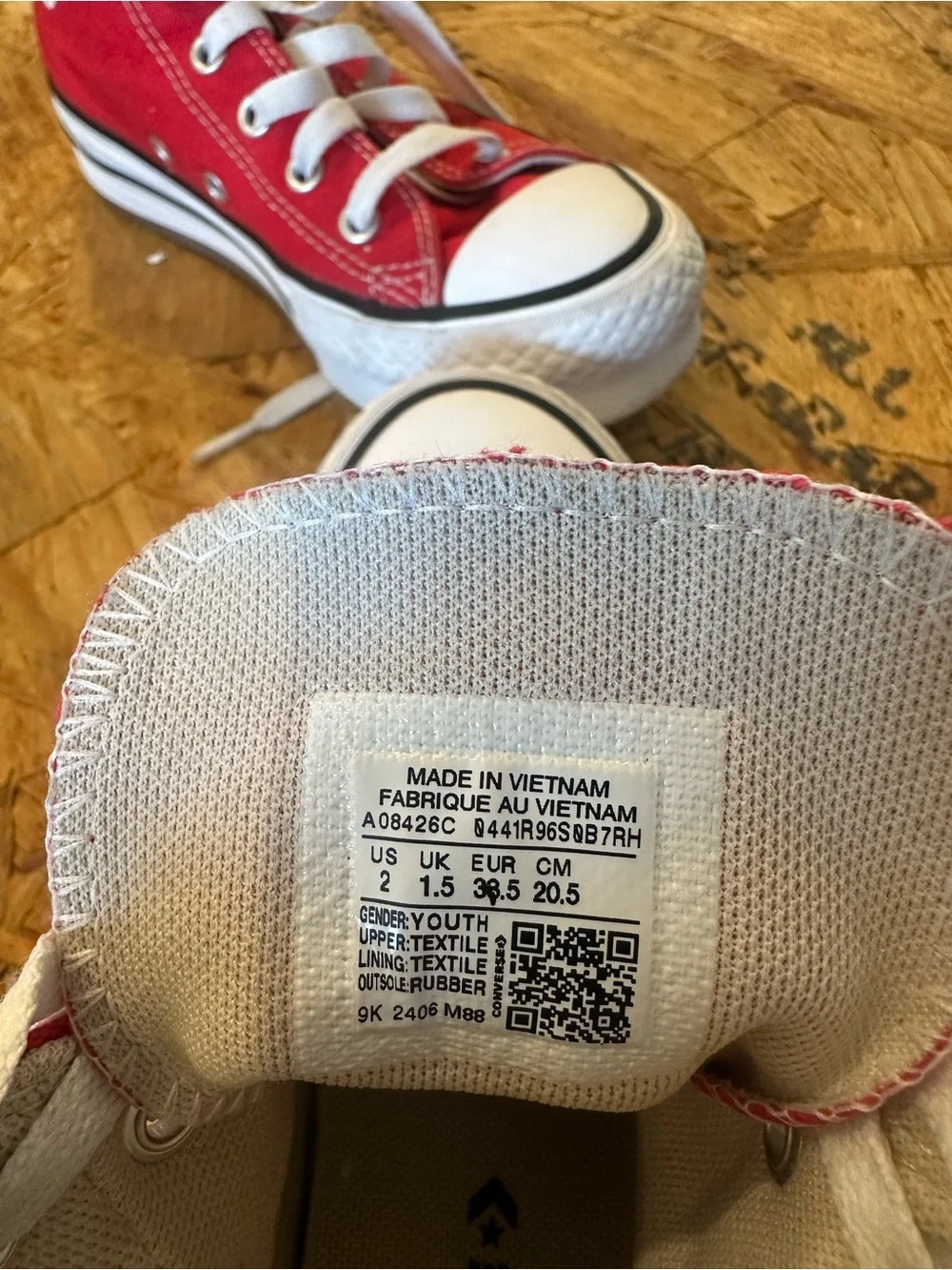 Converse Kids Red High-Top Canvas Sneakers with White Laces